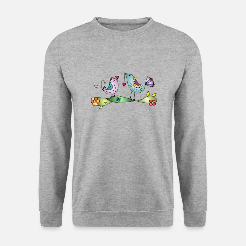 Vögel - Unisex Pullover - Weißgrau meliert