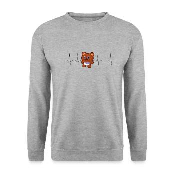 Teddy bear heartbeat - Unisex Sweatshirt - salt & pepper - Front - Alina (178cm) & Michal (187cm)