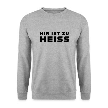 Mir ist zu heiss - Unisex Pullover - Weißgrau meliert - Vorne - Alina (178cm) & Michal (187cm)