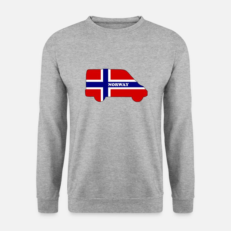 Norway - Van/Camping-Kastenwagen-Kontur - Unisex Pullover - Weißgrau meliert
