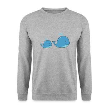 Sweet whales - Unisex Sweatshirt - salt & pepper - Front - Alina (178cm) & Michal (187cm)