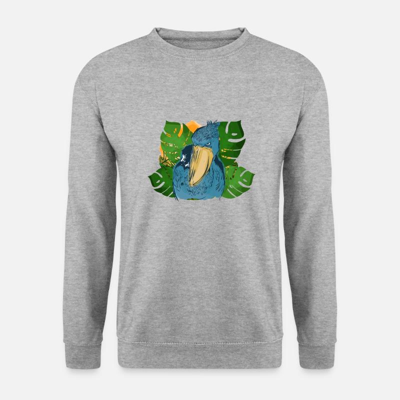 Schuhschnabel Vogel Ornithologe Wald I Geschenk - Unisex Pullover - Weißgrau meliert