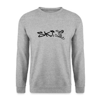 winterliches Ski Downhill - Unisex Pullover - Weißgrau meliert - Vorne - Alina (178cm) & Michal (187cm)