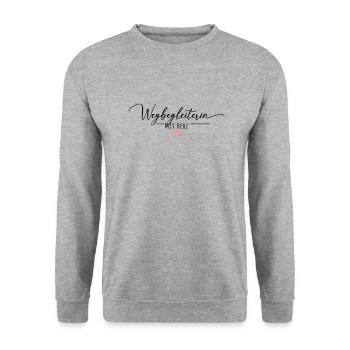 Wegbegleiterin mit Herz - Unisex Pullover - Weißgrau meliert - Vorne - Alina (178cm) & Michal (187cm)