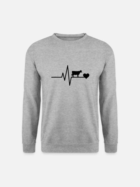 t Kuhbauer Herzschlag - Unisex Pullover - Weißgrau meliert