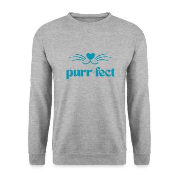 Purr-Fect / Cats T Shirt with Cute Purrs - Unisex Sweatshirt - salt & pepper - Front - Alina (178cm) & Michal (187cm)
