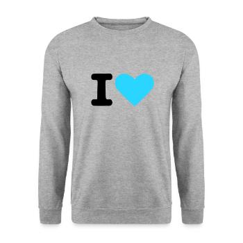 I love - I heart - Unisex Sweatshirt - salt & pepper - Front - Alina (178cm) & Michal (187cm)