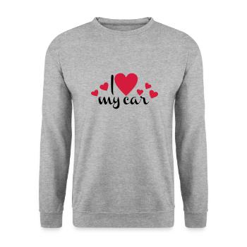 Auto - Unisex Pullover - Weißgrau meliert - Vorne - Alina (178cm) & Michal (187cm)