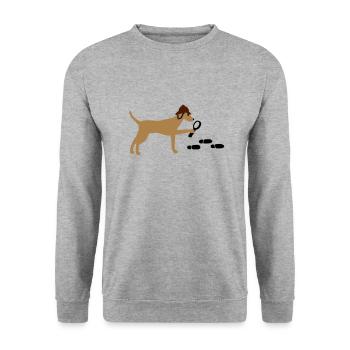 Mantrailer Viszla Vektor - Unisex Pullover - Weißgrau meliert - Vorne - Alina (178cm) & Michal (187cm)