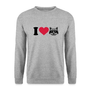 I love Raccoon - Unisex Sweatshirt - salt & pepper - Front - Alina (178cm) & Michal (187cm)