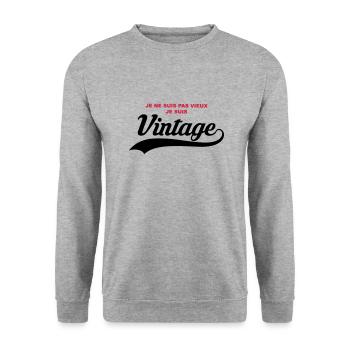 humour vintage - Sweat-shirt Unisexe - gris chiné - Devant - Alina (178cm) & Michal (187cm)
