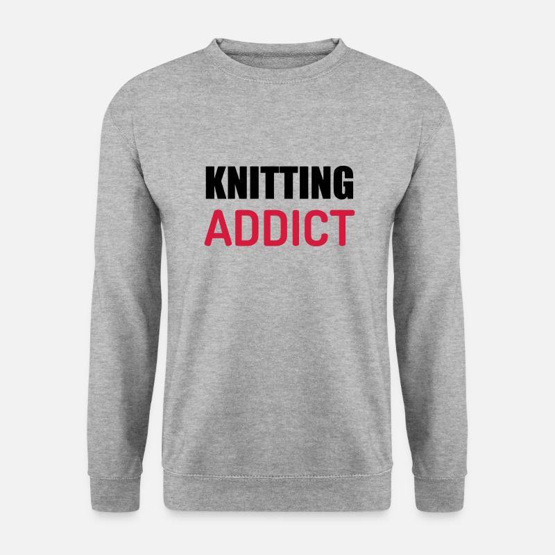 Stricken / stricker / Sticken / mode - Unisex Pullover - Weißgrau meliert