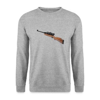 Luftgewehr - Unisex Pullover - Weißgrau meliert - Vorne - Alina (178cm) & Michal (187cm)