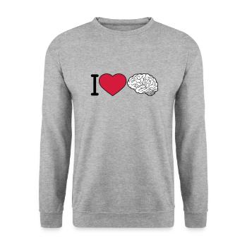J'aime le cerveau - Sweat-shirt Unisexe - gris chiné - Devant - Alina (178cm) & Michal (187cm)