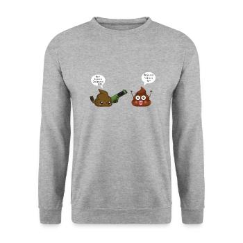 crotte dialogue humour idée cadeau citations drôle - Sweat-shirt Unisexe - gris chiné - Devant - Alina (178cm) & Michal (187cm)