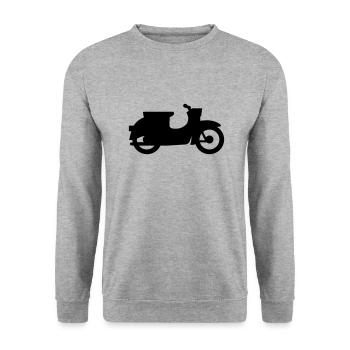 Schwalbe Silhouette (vereinfacht) - Unisex Pullover - Weißgrau meliert - Vorne - Alina (178cm) & Michal (187cm)