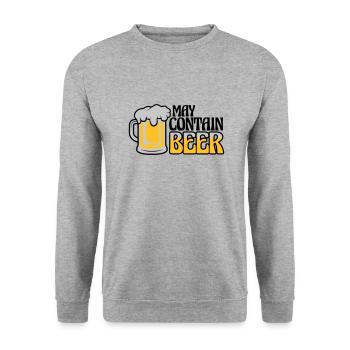 May Contain Beer Spruch - Unisex Pullover - Weißgrau meliert - Vorne - Alina (178cm) & Michal (187cm)