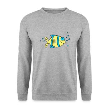 Poisson Cichlide Eau Mer Graffiti Dessin - Sweat-shirt Unisexe - gris chiné - Devant - Alina (178cm) & Michal (187cm)