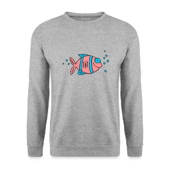Poisson Cichlide Eau Mer Graffiti Dessin - Sweat-shirt Unisexe - gris chiné - Devant - Alina (178cm) & Michal (187cm)