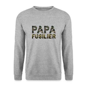 PAPA FUSILIER DOUBLE CAMOUFLAGE MILITAIRE - Sweat-shirt Unisexe - gris chiné - Devant - Alina (178cm) & Michal (187cm)