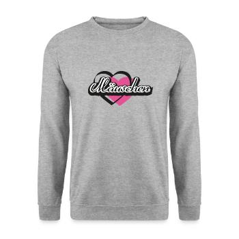Kosename Mäuschen Herz - Unisex Pullover - Weißgrau meliert - Vorne - Alina (178cm) & Michal (187cm)