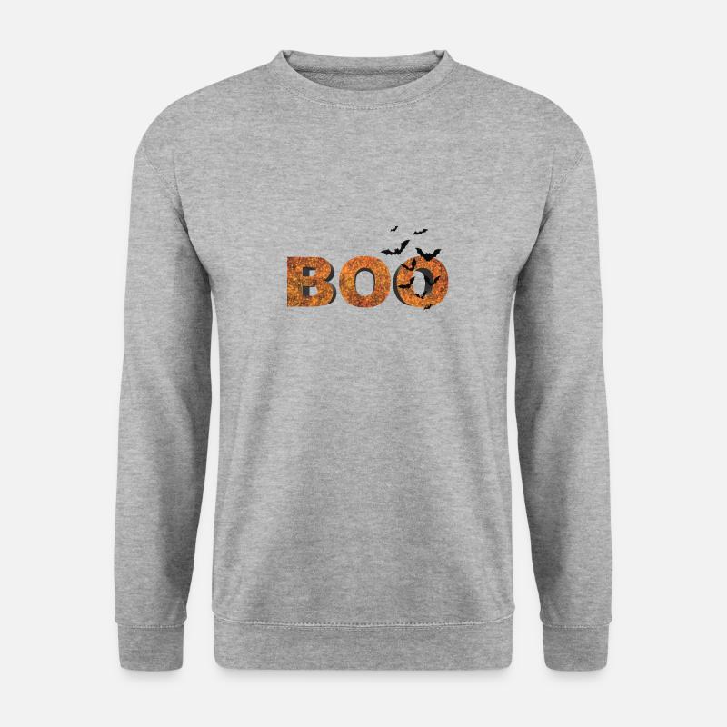 3D-Texte erschrecken "Boo" - Unisex Pullover - Weißgrau meliert