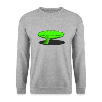 UFO Sports Grün von Area51 Paranormal Zeichnung 2022 - Unisex Pullover - Weißgrau meliert - Vorne - Alina (178cm) & Michal (187cm)