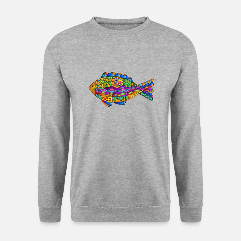 Fisch - Unisex Pullover - Weißgrau meliert