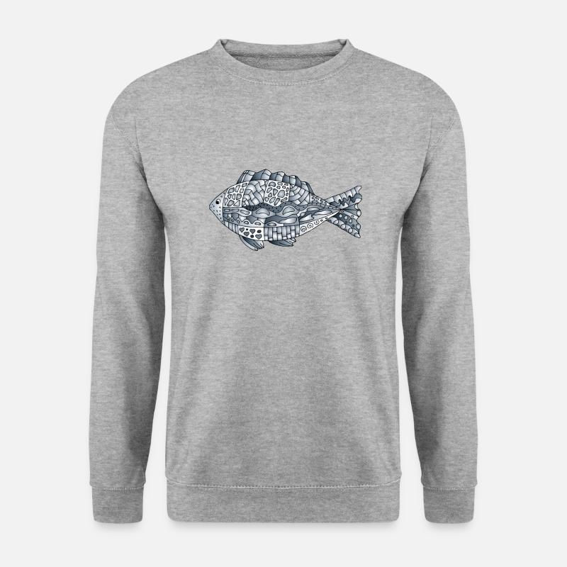 Fisch - Unisex Pullover - Weißgrau meliert