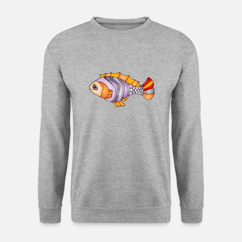 Fisch - Unisex Pullover - Weißgrau meliert
