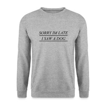 Dog Hund - Unisex Pullover - Weißgrau meliert - Vorne - Alina (178cm) & Michal (187cm)
