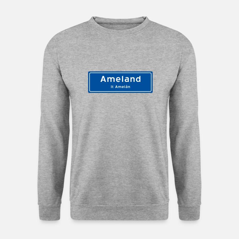 Ameland Ortsschild - Unisex Pullover - Weißgrau meliert
