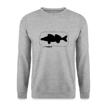 zander mit Gummifisch - Unisex Pullover - Weißgrau meliert - Vorne - Alina (178cm) & Michal (187cm)