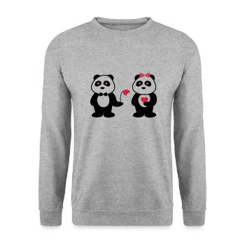 Couple of pandas in love - Unisex Sweatshirt - salt & pepper - Front - Alina (178cm) & Michal (187cm)