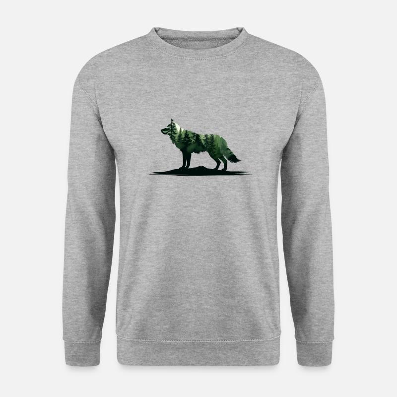 Wolf - Wilde Natur - Unisex Pullover - Weißgrau meliert