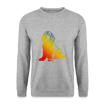 Cocker Spaniel Hund Bunt - Unisex Pullover - Weißgrau meliert - Vorne - Alina (178cm) & Michal (187cm)