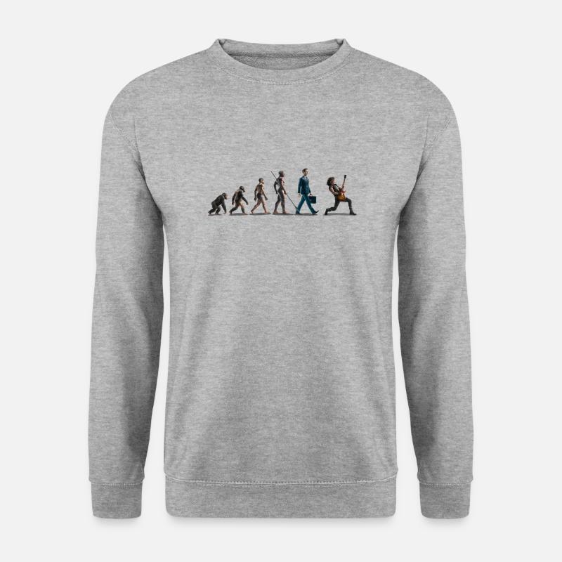 Evolution Guitar Player - Unisex Pullover - Weißgrau meliert