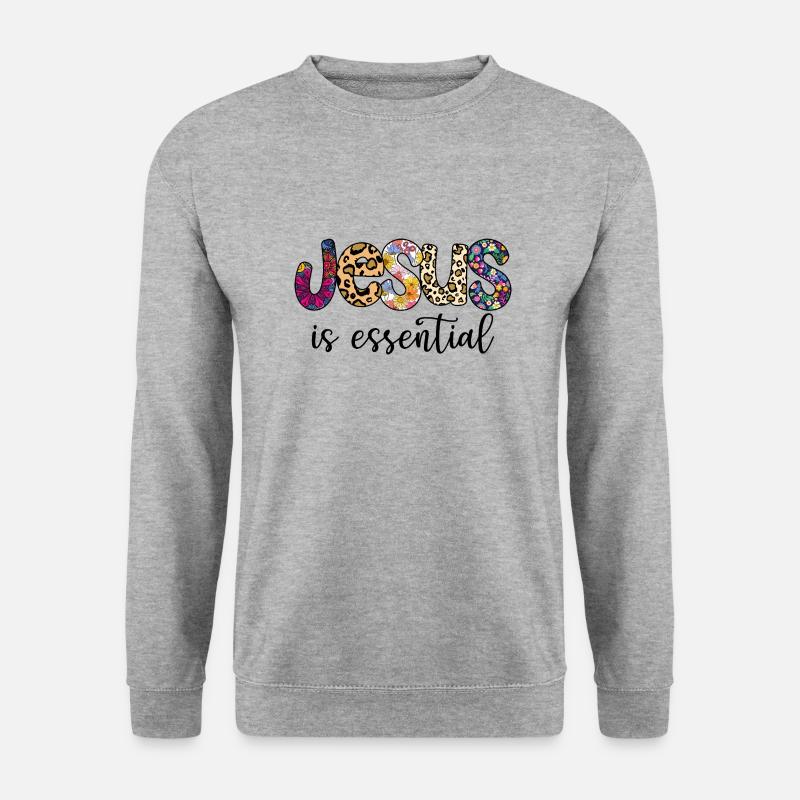 Jesus ist essenziell - Unisex Pullover - Weißgrau meliert