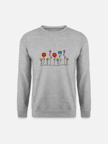 Blumen - Unisex Pullover - Weißgrau meliert