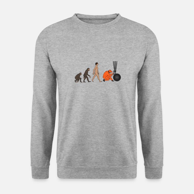 Aircraft Mechanic Evolution - Unisex Pullover - Weißgrau meliert