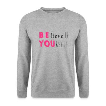 Be you - Unisex Pullover - Weißgrau meliert - Vorne - Alina (178cm) & Michal (187cm)