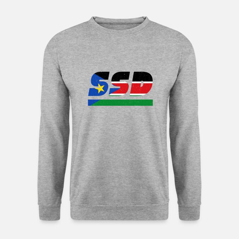 Südsudan Fahne Flagge SSD - Unisex Pullover - Weißgrau meliert
