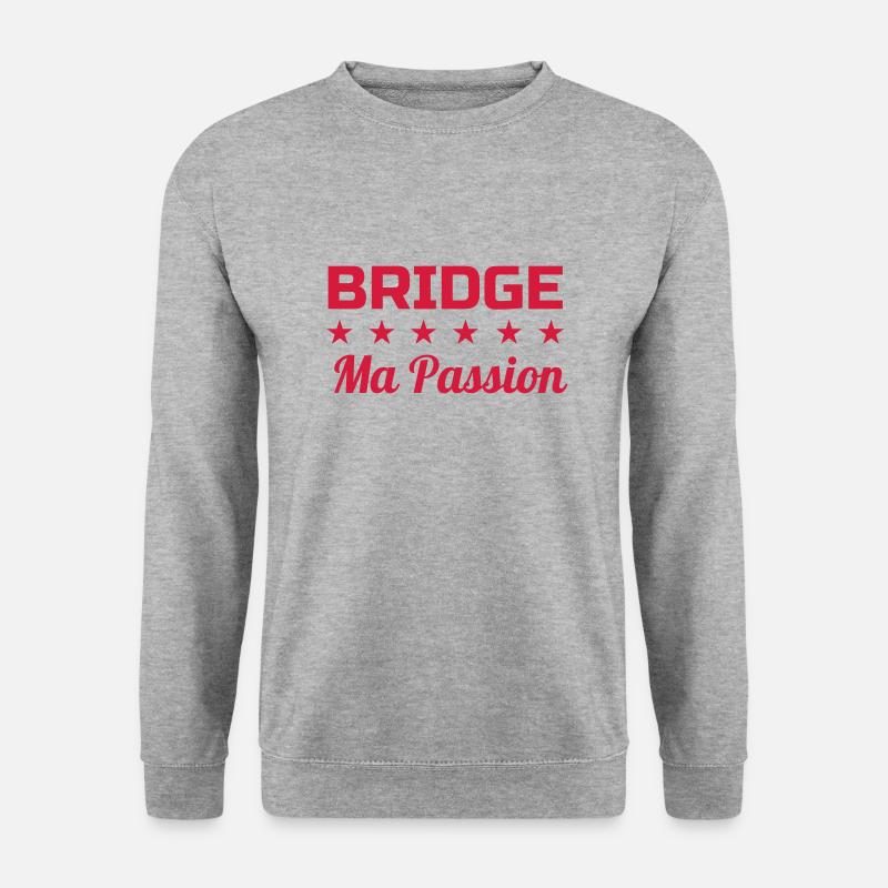 Bridge / Kartenspiel / Brettspiel / Whist - Unisex Pullover - Weißgrau meliert