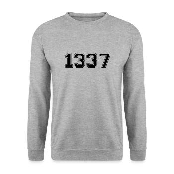 1337 Black - Leet Speak - Unisex Sweatshirt - salt & pepper - Front - Alina (178cm) & Michal (187cm)