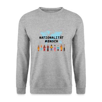 Nationalität mensch Geschenk Rassismus Toleranz - Unisex Pullover - Weißgrau meliert - Vorne - Alina (178cm) & Michal (187cm)