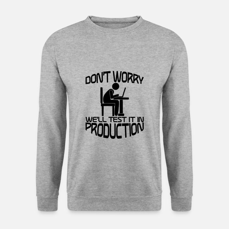 Don't Worry, We'll Test It In Production 2 - Unisex Pullover - Weißgrau meliert