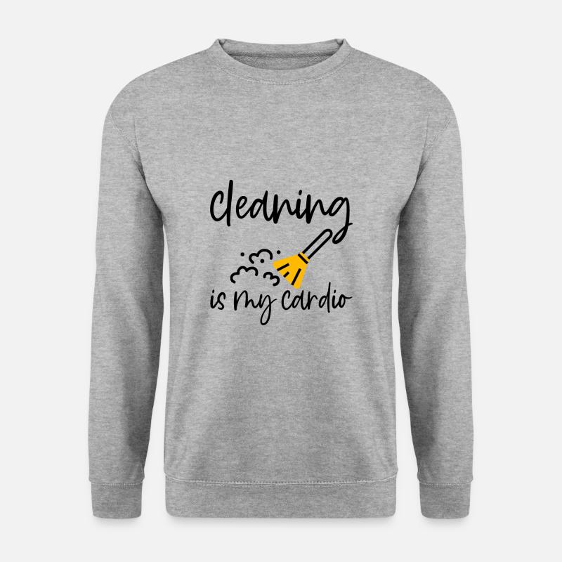 Cleaning Is My Cardio 4 - Unisex Pullover - Weißgrau meliert