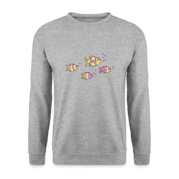 Fish Water Sea Graffiti Dessin des enfants Nature - Sweat-shirt Unisexe - gris chiné - Devant - Alina (178cm) & Michal (187cm)