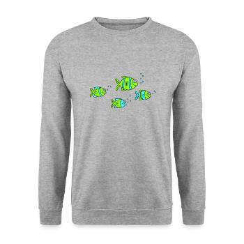 Fish Water Sea Graffiti Dessin des enfants Nature - Sweat-shirt Unisexe - gris chiné - Devant - Alina (178cm) & Michal (187cm)