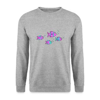 Poisson Cichlide Eau Mer Graffiti Dessin - Sweat-shirt Unisexe - gris chiné - Devant - Alina (178cm) & Michal (187cm)